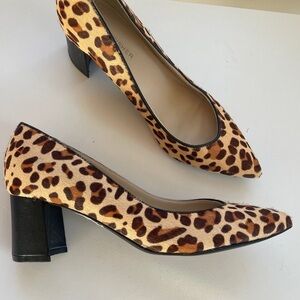 Marc Fisher NWOB Caitlin Leopard Print Calf Hair Pointed Toe Pump Heels Size 6.5